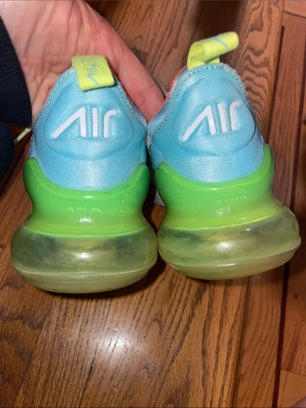 Nike Kids Air Max 270 Sneakers - White with Blue, Orange & Neon Green